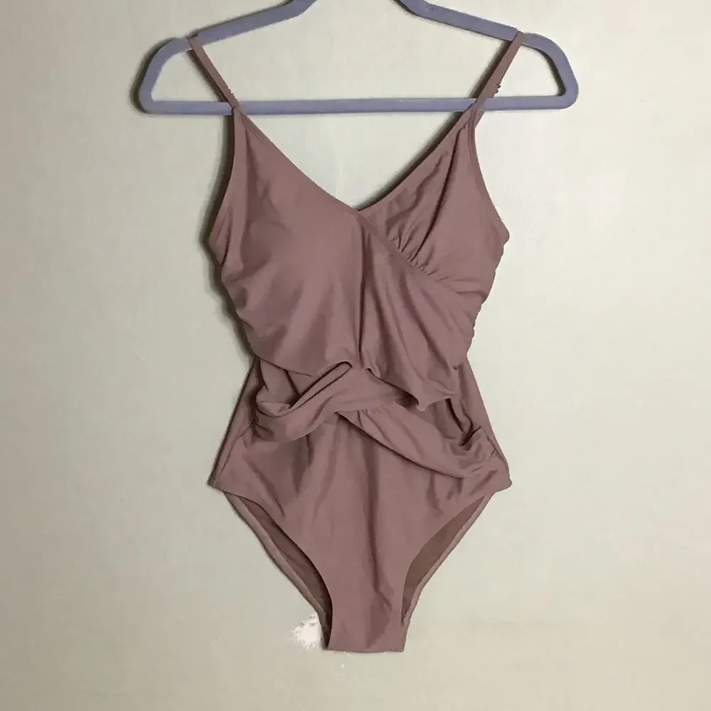 Nicole Miller Women Nude One Piece Swimsuit Sz Sm NWOT (Flaws) Tummy Control